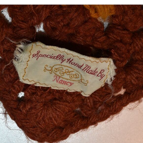 Handmade Granny Square Crocheted Blanket 75"x45" Fall Colors - Picture 4 of 4